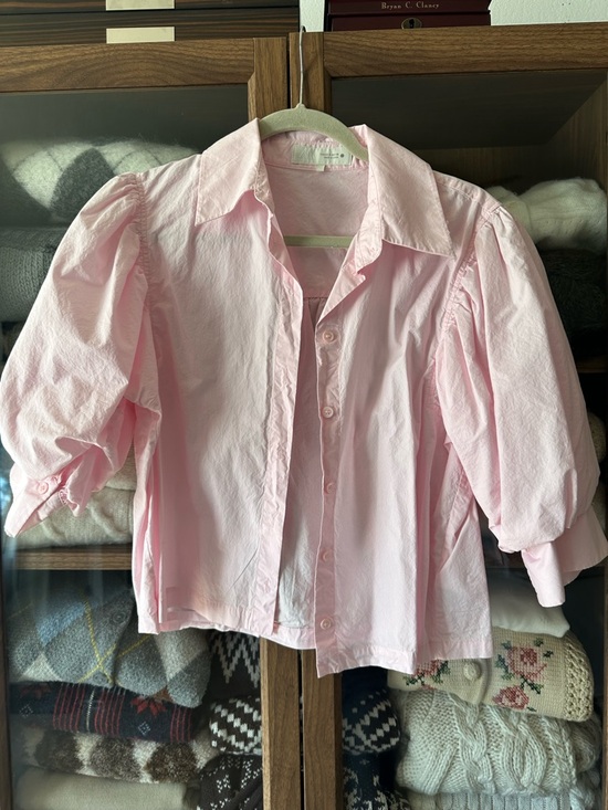 Zara Tops - Zara Light Pink Puff-Sleeve Button-Down Shirt